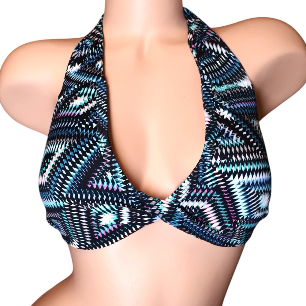 Sundazed Scarlet Halter Bikini Top 36B/C Neon Leopard Underwire Push-Up NWT